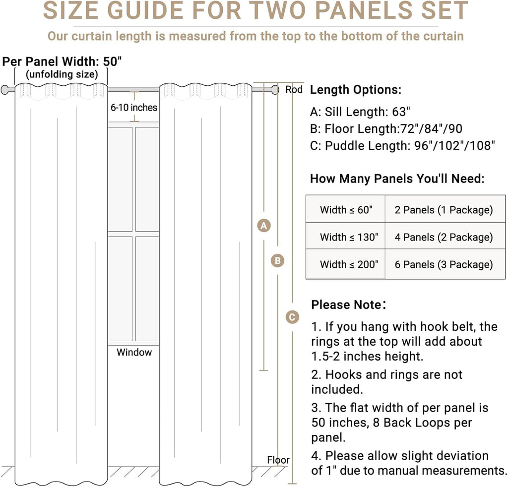 Linen Blackout Curtains for Bedroom 96 Inches Long, Back Tab/Rod Pocket Living Room Drapes, Thermal Insulated