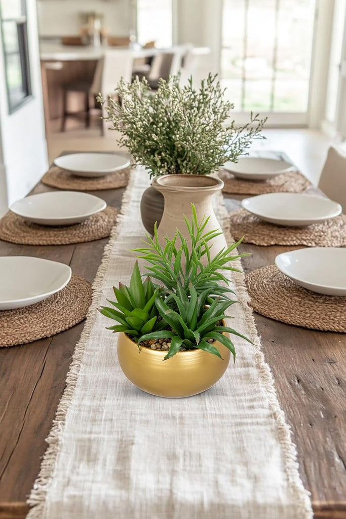 Fake Succulents in Gold Metal Pot, Artificial Succulent Plants Arrangement Decor, Small Faux Potted Plants Tabletop