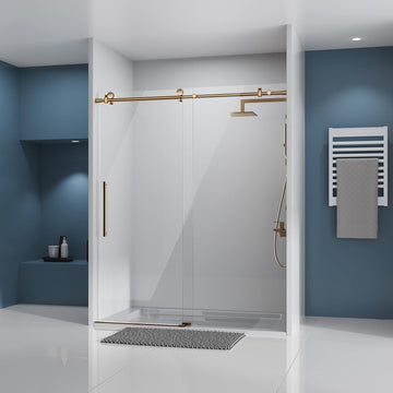 Frameless Shower Door, 56-60" W x 75" H Sliding Glass Shower Door