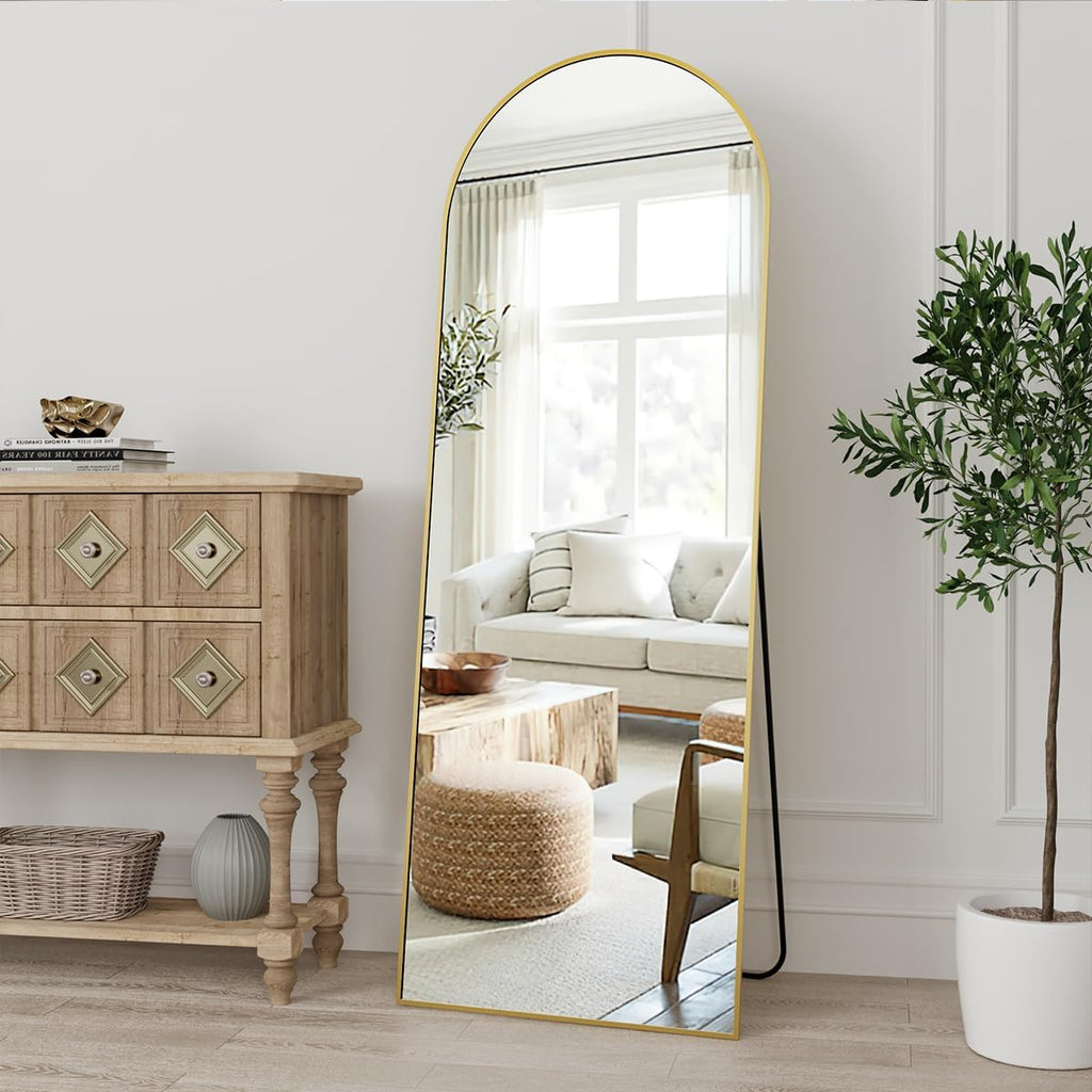 Arched Full Length Mirror, 57"X20" Large Full Body Mirror, Gold