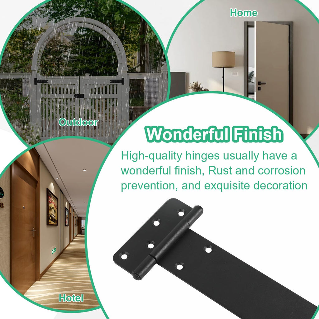 6" Gate Hinges, 280 Lbs Capacity, Matte Black, 2 Pack Heavy Duty Hinge