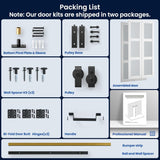 72in x 84in Bifold Barn Door, Frosted Glass Barn Door with Hardware Kit Included, Pre-Drilled Holes 