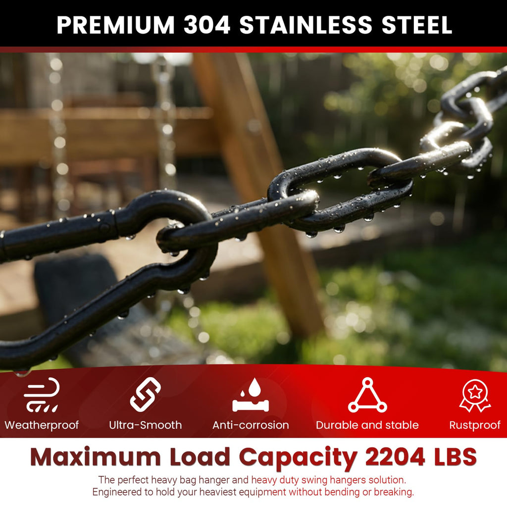 45" Hanging Swing Chain, 1000 lb Capacity, 6 mm 304 Stainless Steel