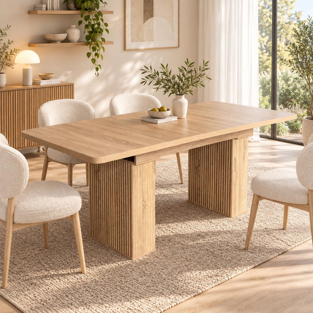 63-78" Modern Farmhouse Extendable Dining Table for 4 6 8, Oak