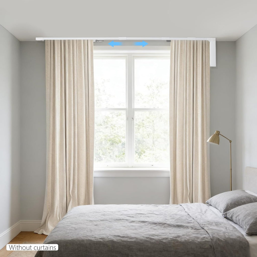 Headry Electric Curtain Track with Remote Control, Home Motorized Curtain Rail, Smart APP Adjustable Length 47-126