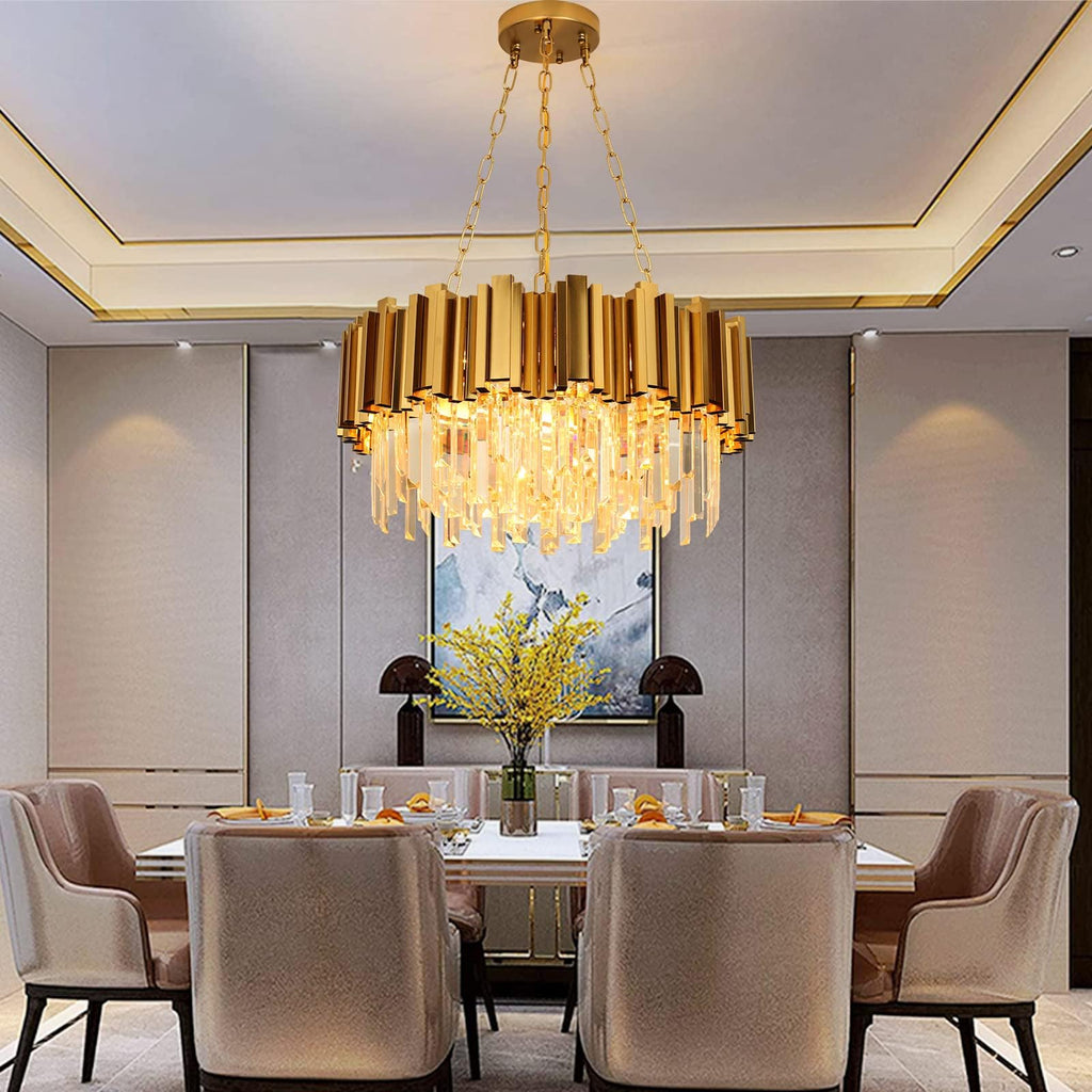 Modern Crystal Lighting 9 Lights Gold Chandelier Light Fixture Dining Room Chandeliers Living Room Bedroom Foyer