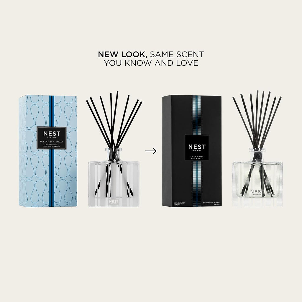 Reed Diffuser, Ocean Mist & Sea Salt - 5.9 fl oz - Fragrance for Up to 90 Days - Reusable, Refillable Glass Holder - Set of 59