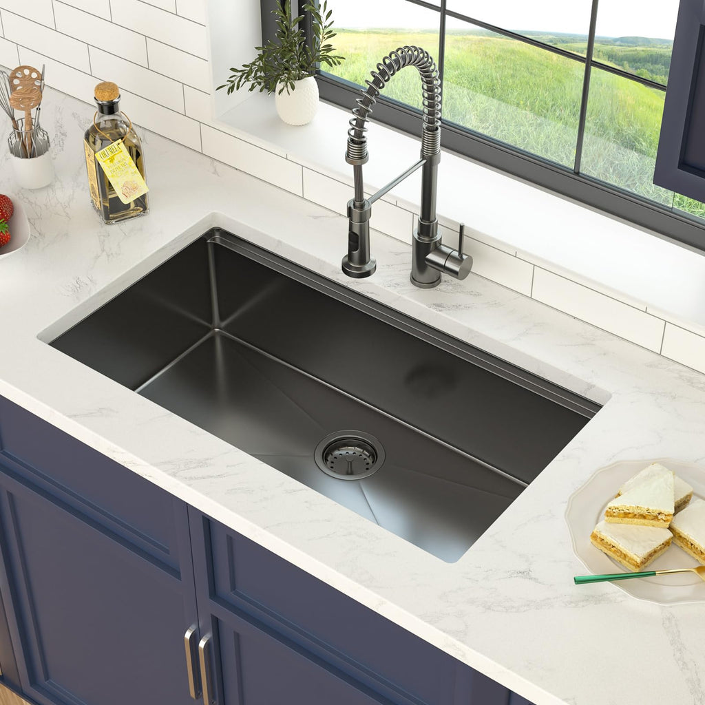 33 Inch Gunmetal Black Undermount with Accessories