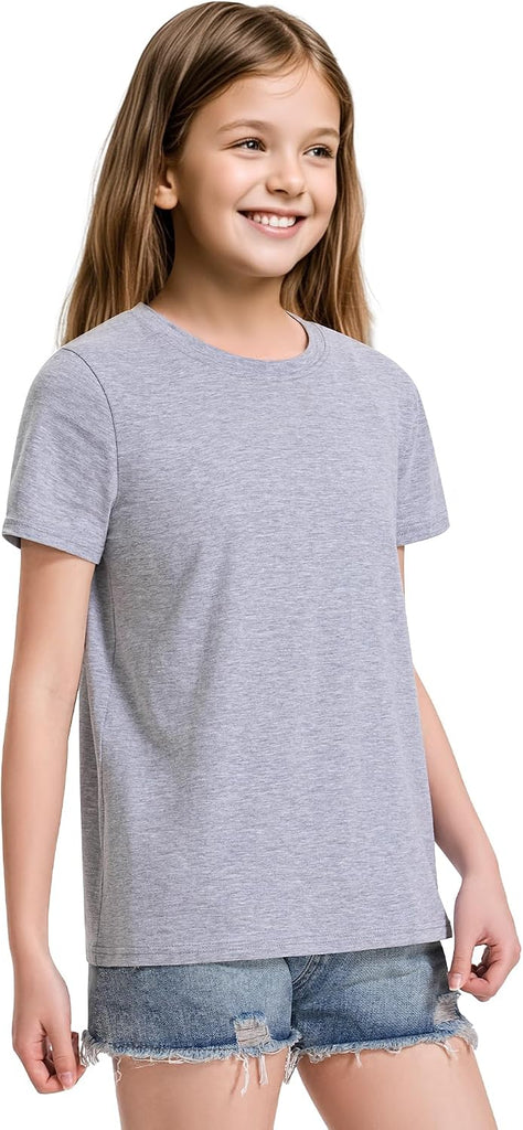 4 Pack Girls Short Sleeve Shirts Cotton T-Shirts Summer Basic Tees