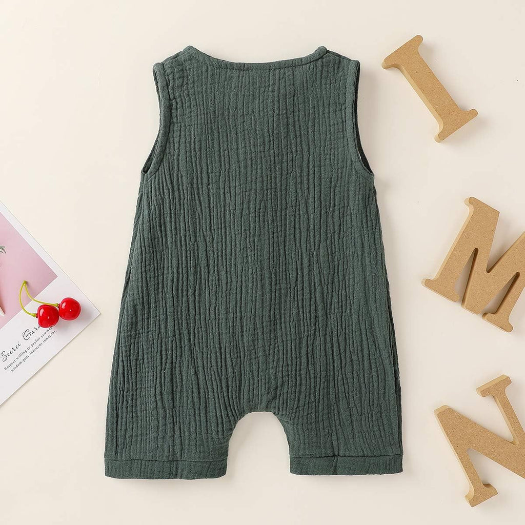 Infant Baby Boys Girls Cotton Linen Romper Summer Jumpsuit Sleeveless Overalls Clothing Set