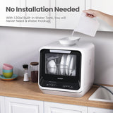 Portable Mini Dishwasher Countertop with 1.32Gal Built-in Water Tank for Apartments& RVs, No Hookup Needed, 6 Programs