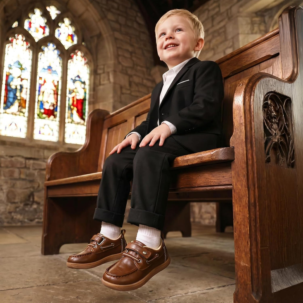 Toddler Dress Shoes Boys Wide Toe Box Loafers Boat for School Church