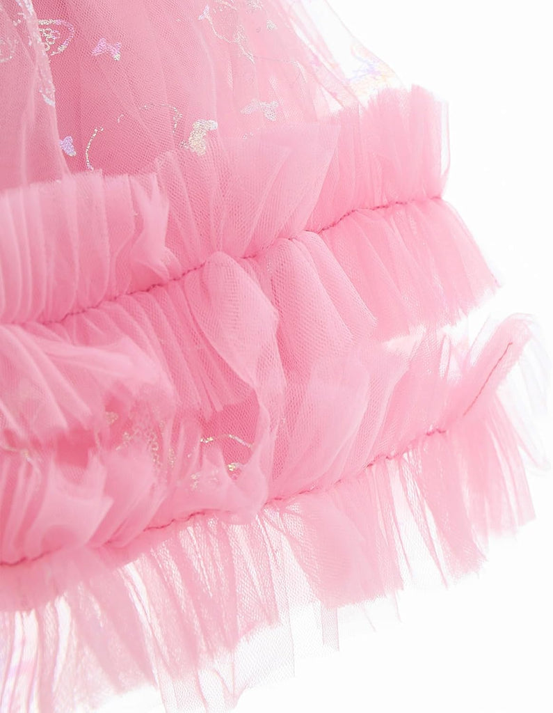 Baby Girl Flutter Sleeve Butterfly 1st 2nd 3rd Birthday Outfits Toddler Pageant Ball Gown Easter Formal Wedding Dress