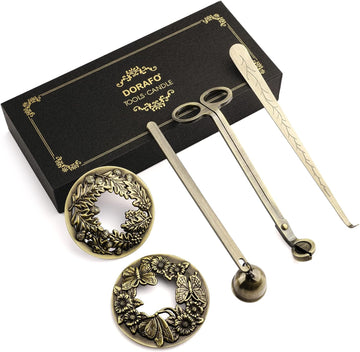 Candle Care Kit with Gift Box, Including Wick Trimmer、Candle Snuffer、2 Candle Toppers and Wick Dipper - Set of 5