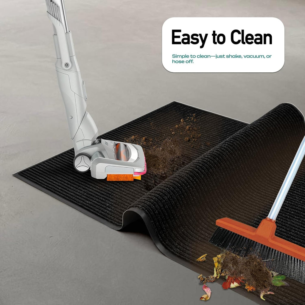 Heavy-Duty Rubber Door Mat - Durable, Indoor/Outdoor Use - Easy to Clean, Waterproof, Low-Profile Entry Mat - Ideal