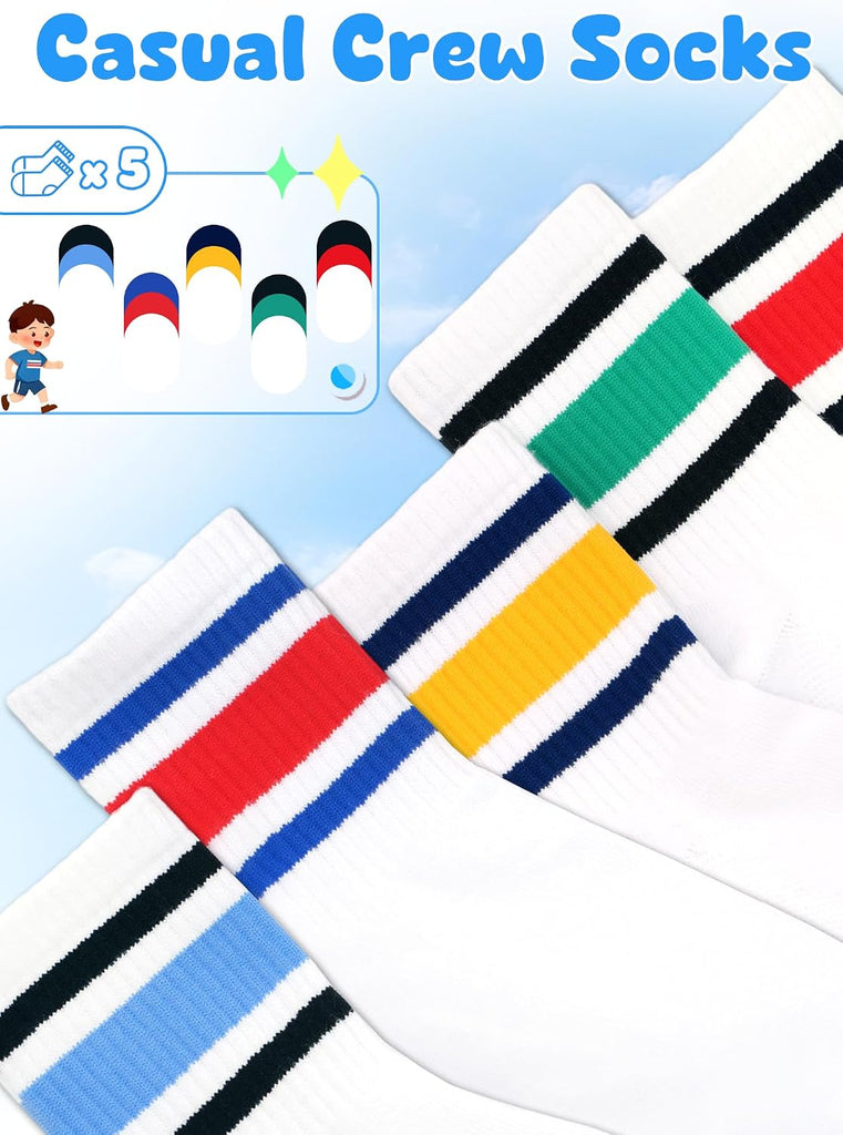 Boys Socks Athletic Crew Cotton Seamless Toes Breathable Pack