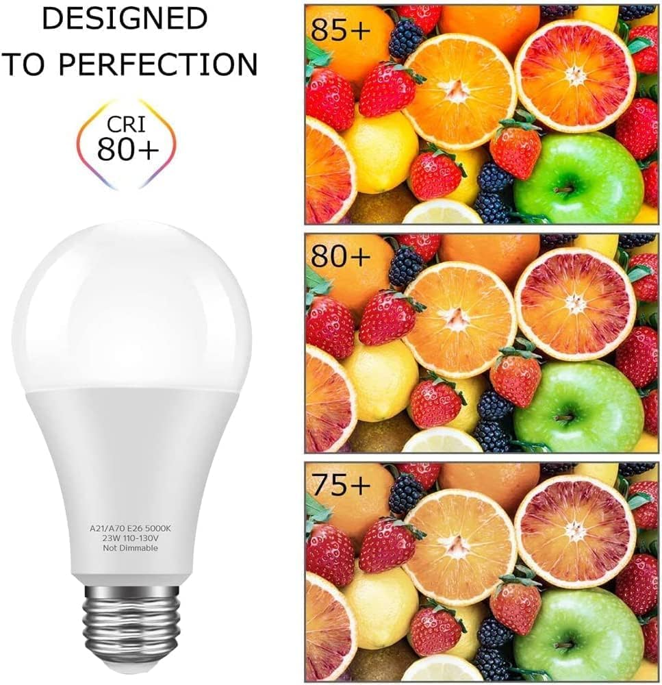 23W E26 LED Bulb, A21 LED Super Bright Light Bulb, 2500 Lumens, Daylight White 5000K for Your