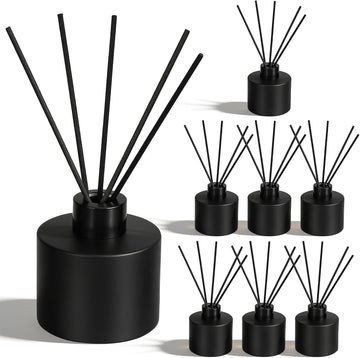 Glass Diffuser Bottles,100ml/3.38 oz Essential Oil Jar,Empty Perfume Container with Black Aromatherapy Sticks - Set of 8