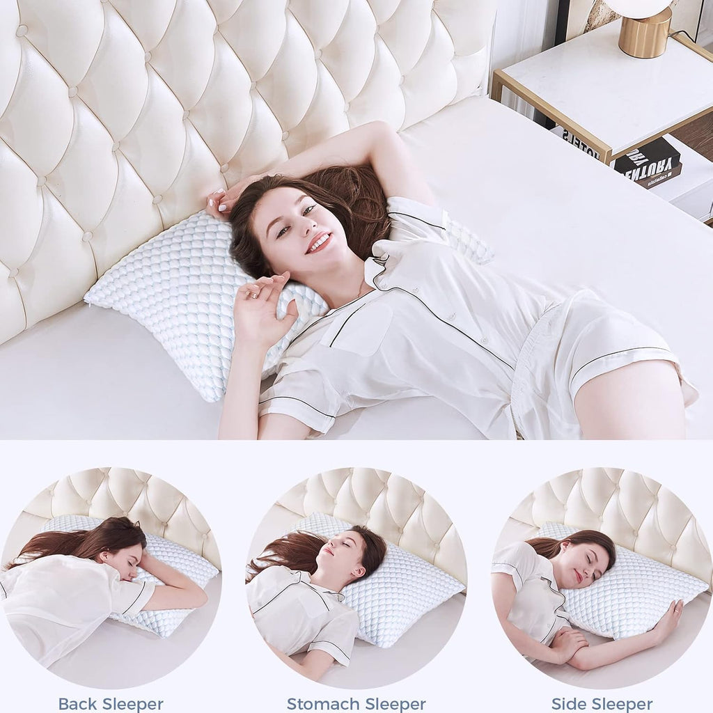 Shredded Memory Foam Pillows Standard Size Pack of 2 | Neck pain relief, supportive, odorless, cooling pillow