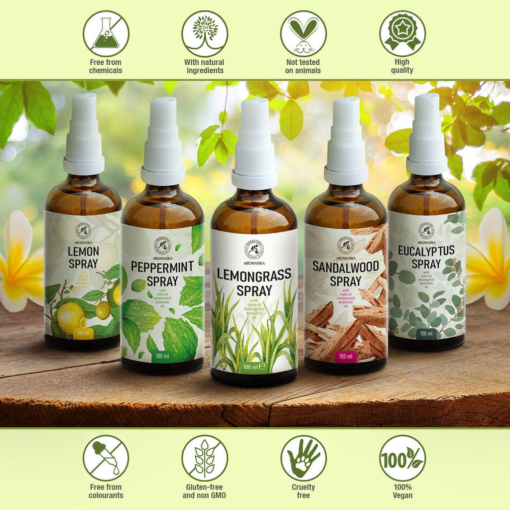 Lemongrass Aromatherapy Spray with Natural Lemongrass Essential Oil 3.4 Fl Oz - Room Mist - Air Freshener - Summer