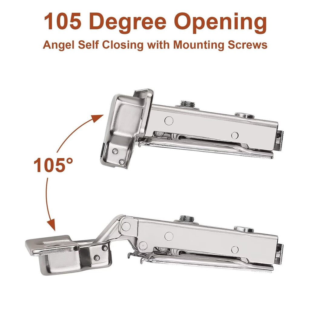 5 Pairs (10 Pack) Soft Close Kitchen Cabinet Door Hinges fit for Face Frame Cabinet, 105 Degree Opening Angel Self