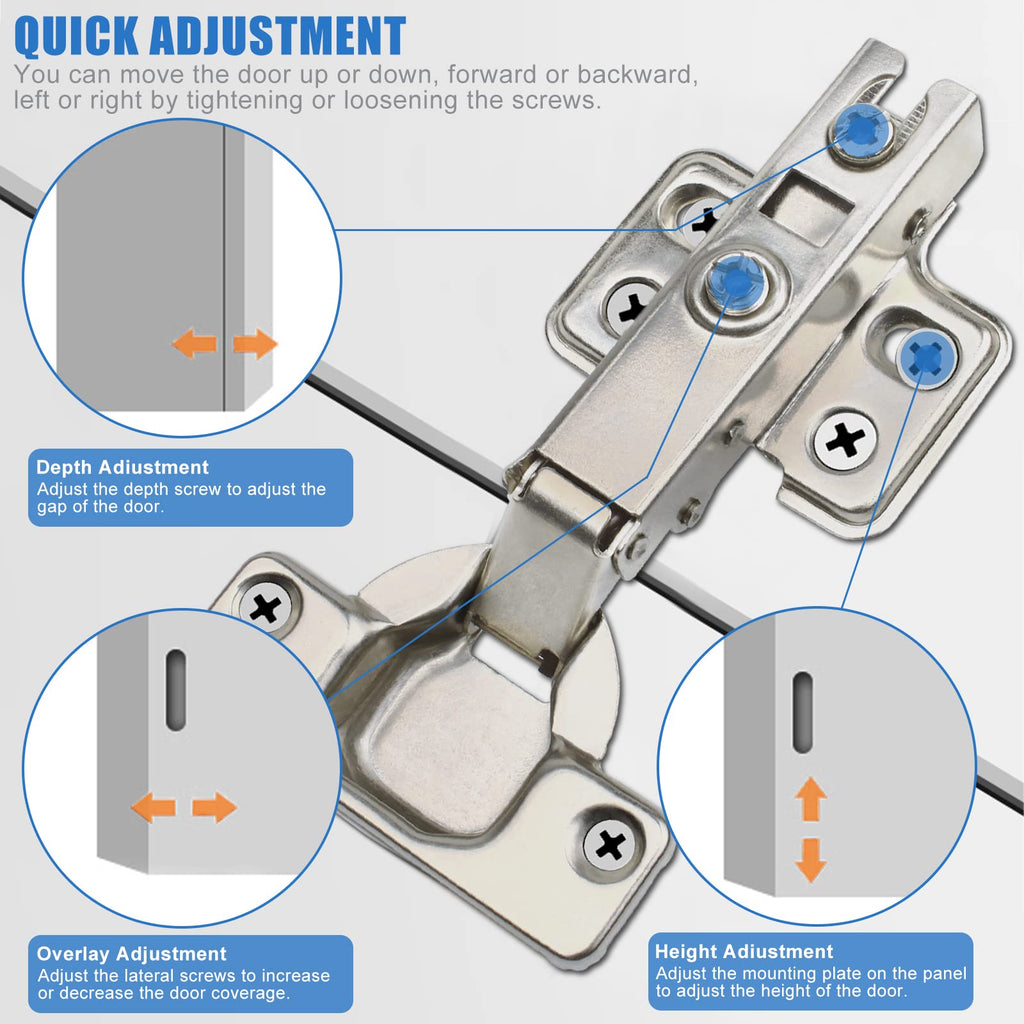 4 Pack 35mm Soft Close Cabinet Hinges, Concealed Full Overlay Hinge