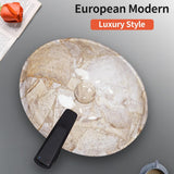 16'' X 13'' Nordic Marbling Oval Vessel Sink with Pop Up Drain,Ceramic Vessel Sink,Bathroom Sinks Above