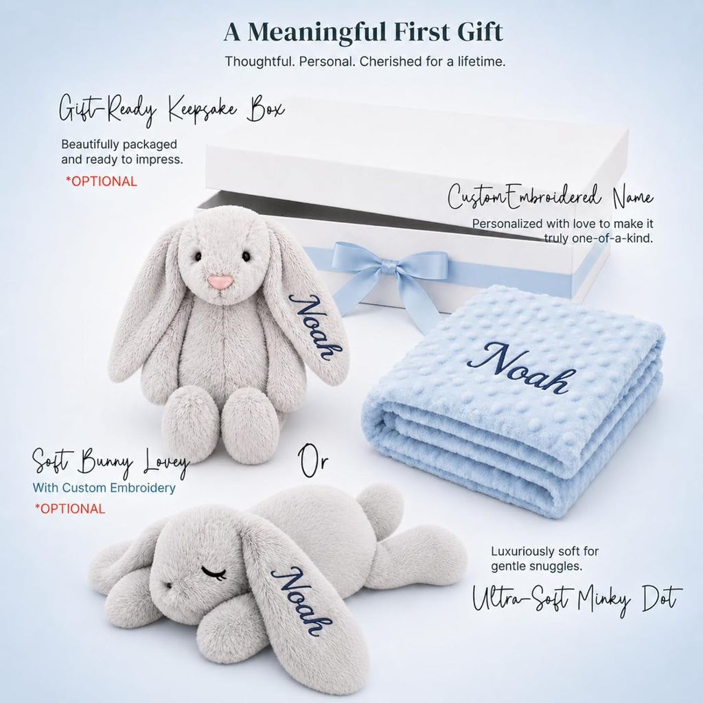 Blanket and Plush Bunny Set, Custom Blankets and Rabbit