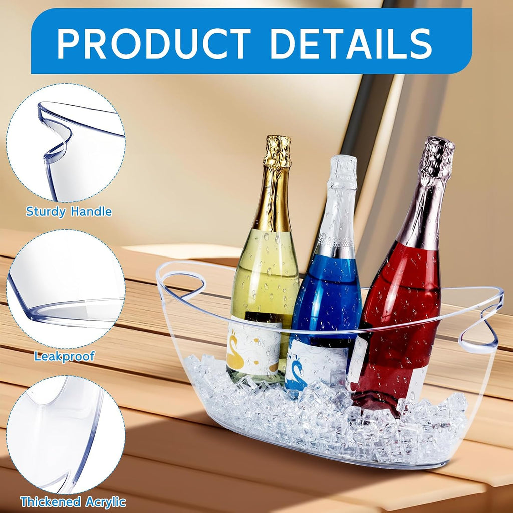 Ice Bucket, 5.5L Small Ice Buckets Clear Beverage Tub for Champagne Beer Sparkling Wine Cocktails, Parties - Set of 2