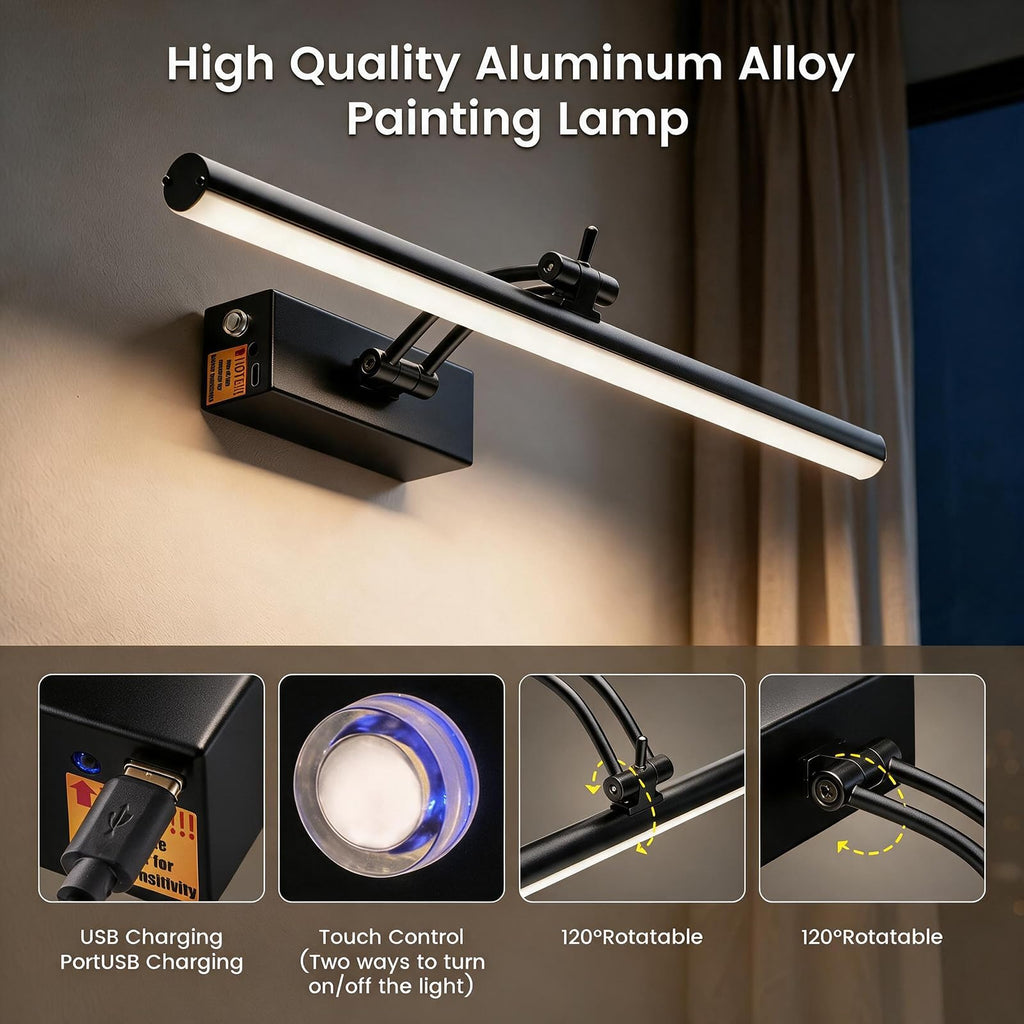 2 Pack Picture Lights for Wall Battery Operated, 16 inch Wireless Art Lighting for Painting, 6 Colors Picture Frame