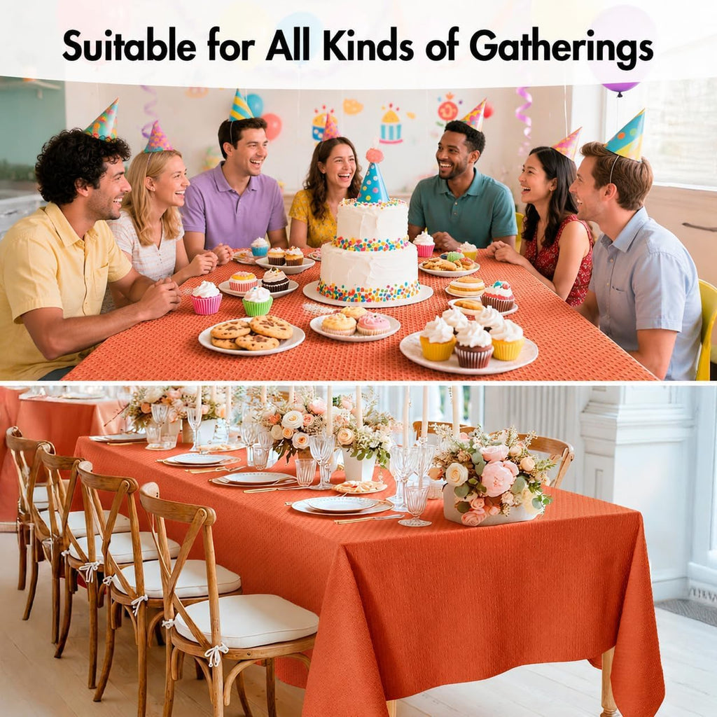 Burnt Orange Linen Rectangle Tablecloth 60x84 Inch