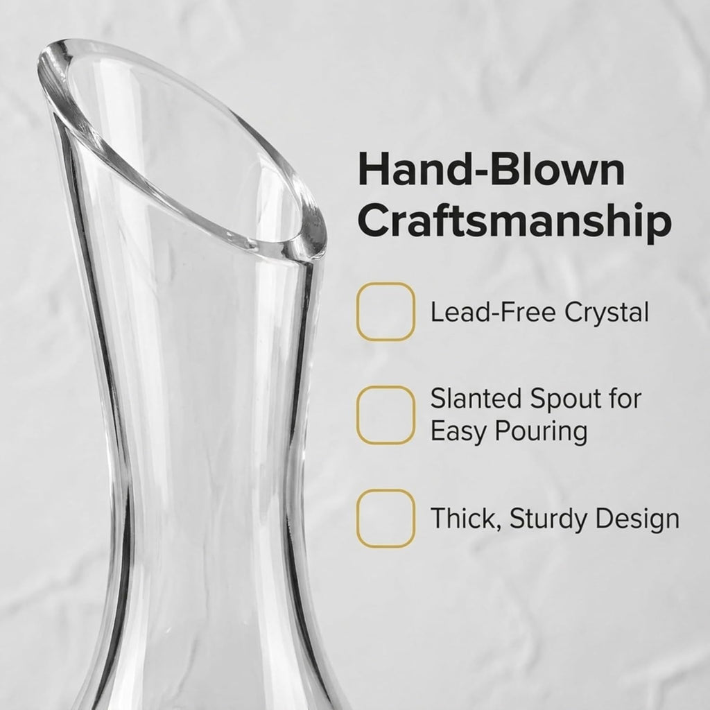 Wine Decanter Carafe, Hand Blown Wine Decanter Aerator - Wine Gifts