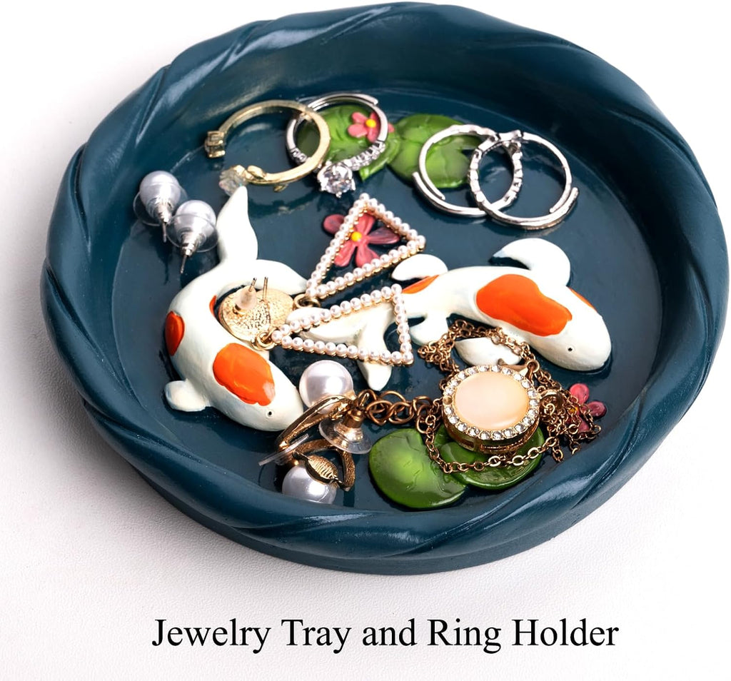 Koi Fish Ring Dish, Decorative Jewelry Tray & Key Bowl