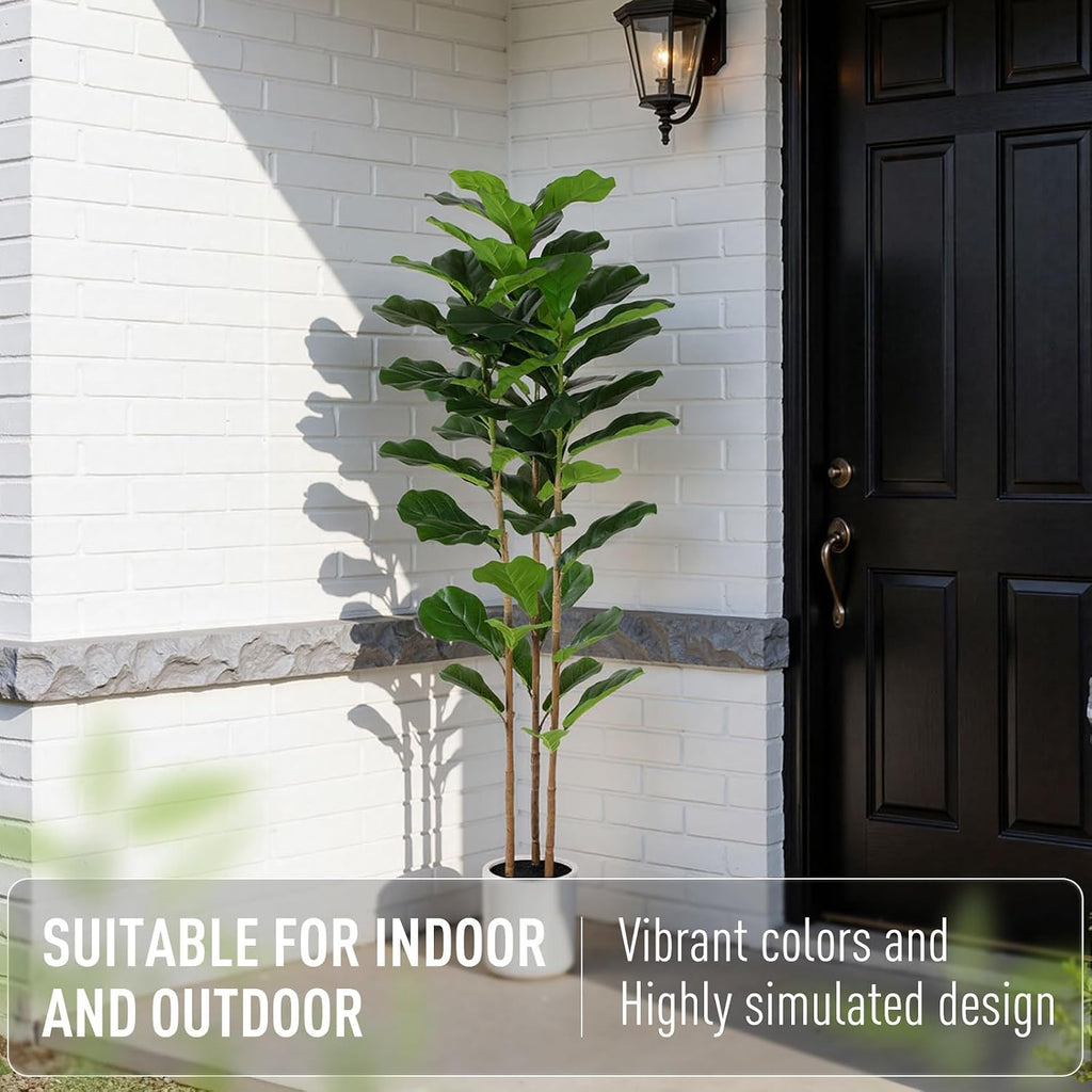 Artificial Fiddle Leaf Fig Tree 5FT Faux Fiddle Leaves Fig Tree Artificial Plants in Pot Outdoor Fake Tree Plants