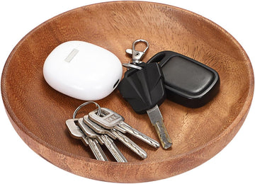 7.1 Inch Wooden Key Bowl for Entryway Table, Small Catch All Bowl