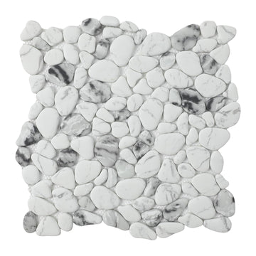 Pebble Tile for Shower Floor, 12"X12" Pebble Mosaic Tile, 8 Sheets