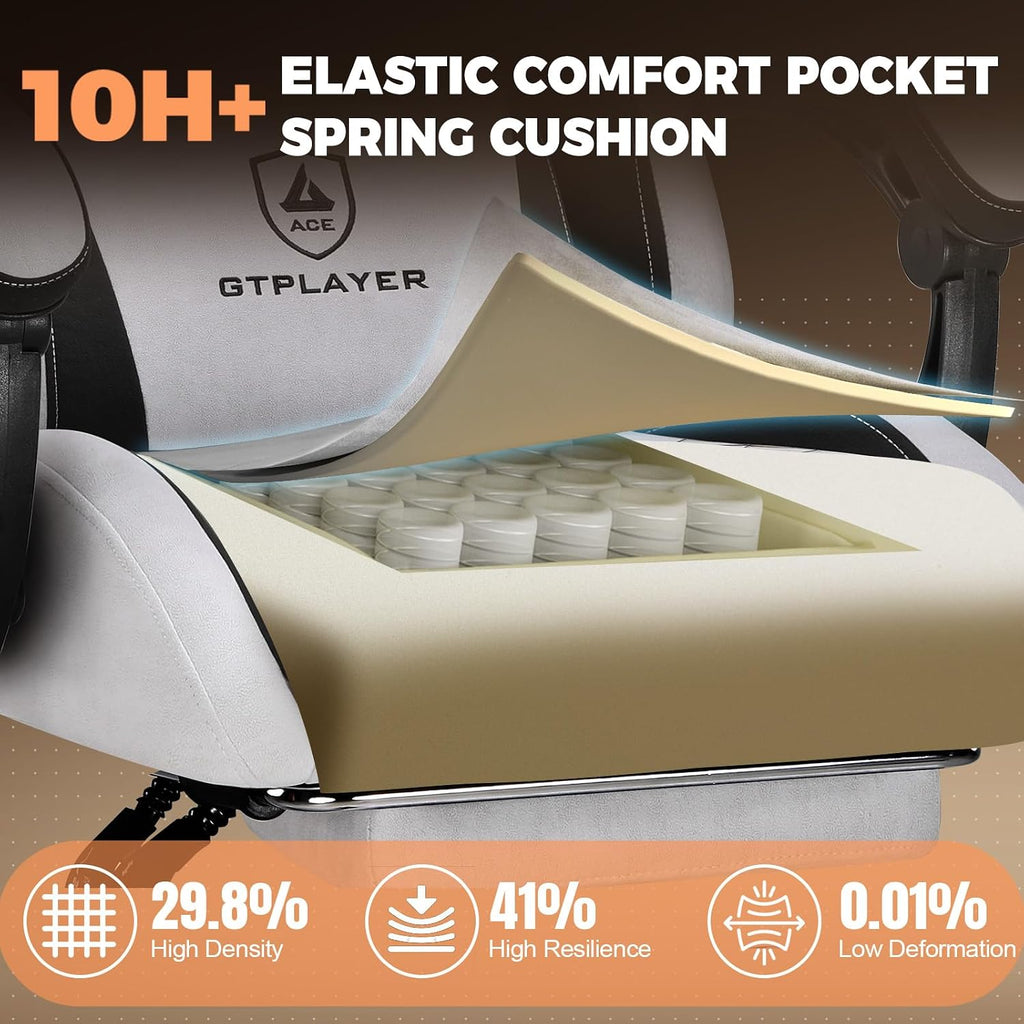 Gaming Chair with Footrest, Ergonomic Office Chair 400lbs Heavy Duty, Big and Tall Computer Desk Chair with Lumbar