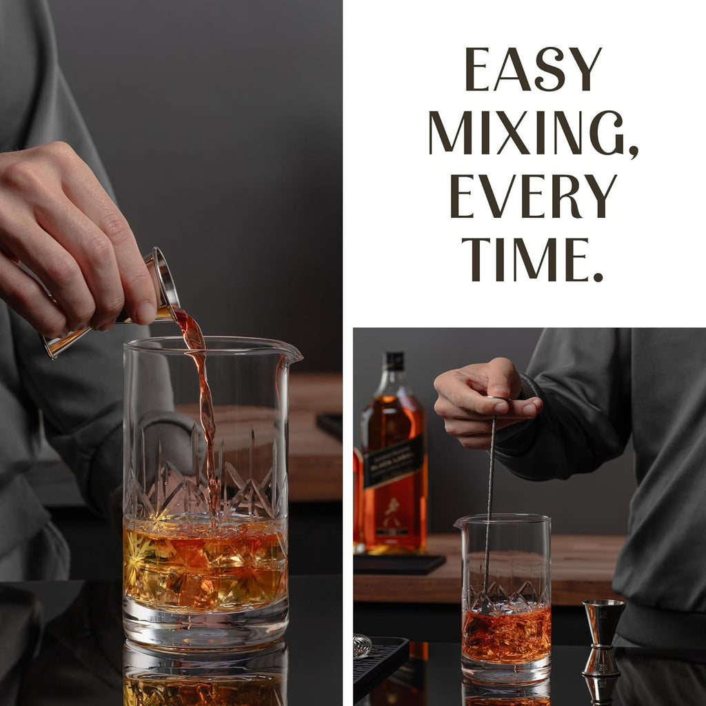 Cocktail Set - 7-Piece Bartender Kit with Mixing Glass Set, Japanese Jigger, Spoon, Muddler, and Strainer - Perfect