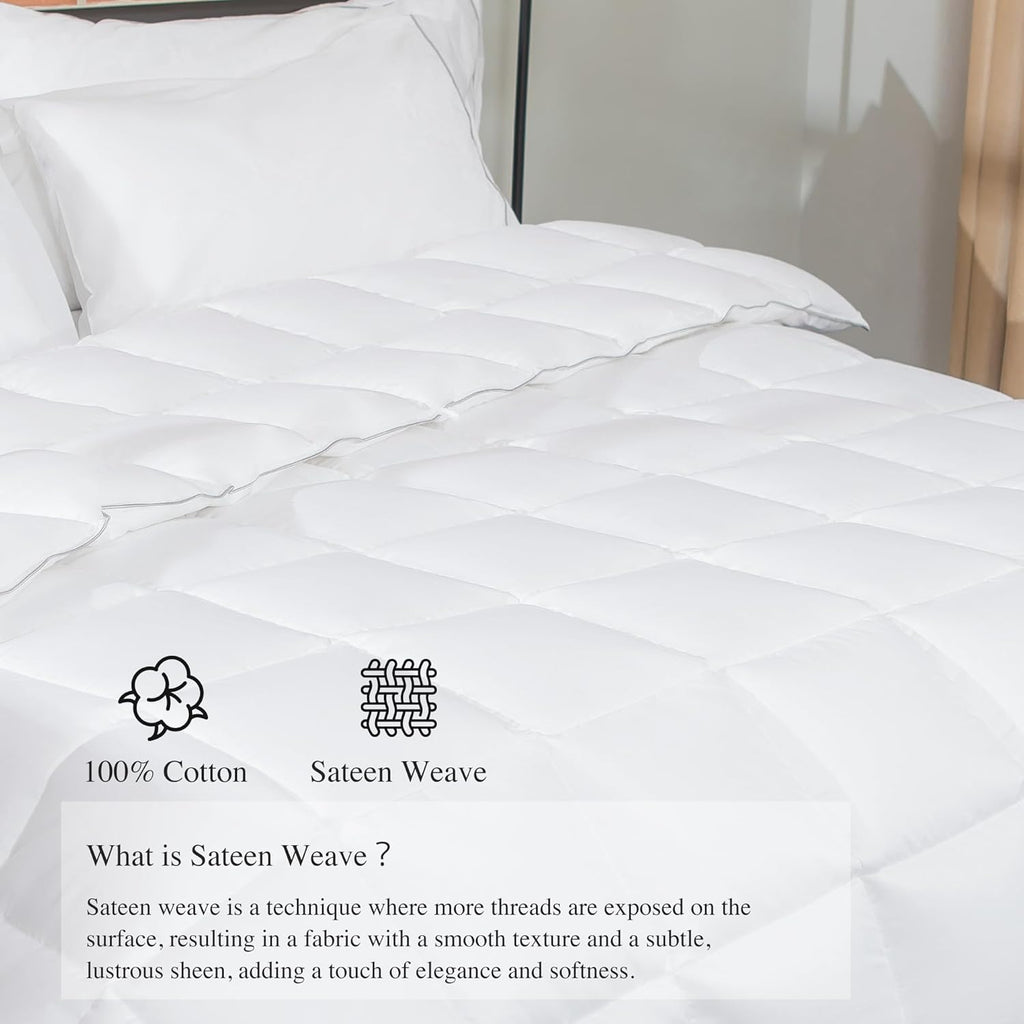 Comforter Duvet Insert Queen White Down Alternative Filling Cotton Shell All Season Hypoallergenic W