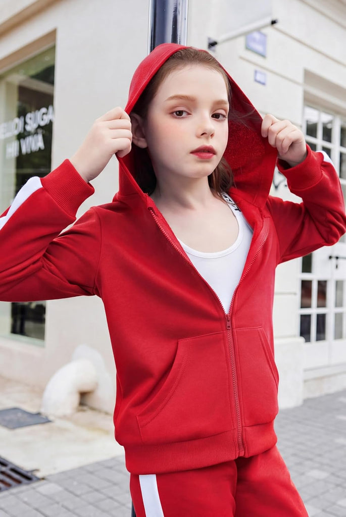 Girls 2 Piece Outfits Zip Up Hoodie Tracksuit Sweatsuits Sets