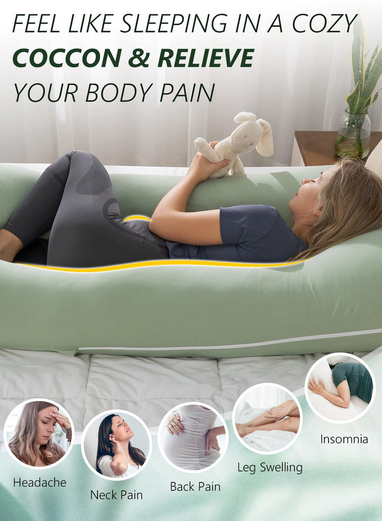 Pregnancy Pillow, U Shaped Pregnancy Pillows for Sleeping Cooling, 55 Inch Maternity Pillow for Pregnant Women, Body