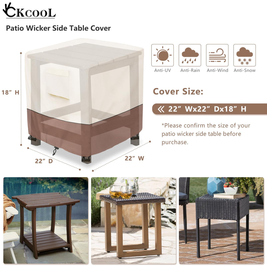 Patio Wicker Side Table Cover, Waterproof Square Patio Small Side Table Cover, Suitable for 3-Piece Outdoor Wicker