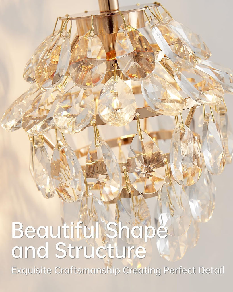 Modern French Gold Hardwired Crystal Wall Sconce Set of 2, Pinecone Shape Vintage Farmhouse Wall Mount Light Fixture