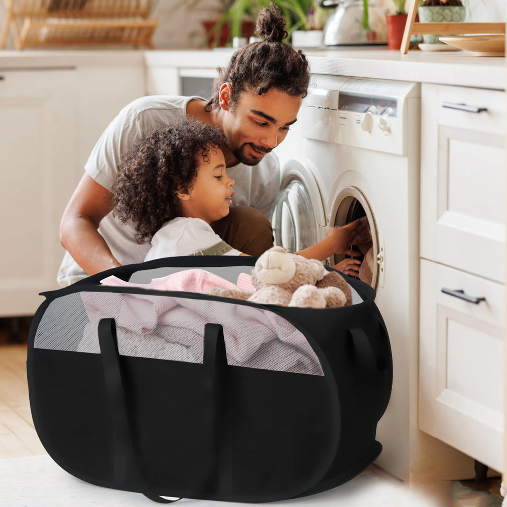 100L Collapsible Laundry Baskets, Tear Proof Pop Up Laundry Hamper with Dual Handles, Large Foldable Laundry Basket