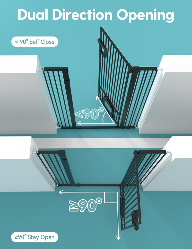55" Extra Tall Pet Gate with Cat Door, 29"-43" Dog Gate Indoor