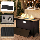 45 Inch Propane Fire Pit Table, 50,000 BTU Outdoor Gas Fire Pit for Patio & Backyard, 2-in-1 Firepit Dining Table with Glass Wind Guard, Blue Glass - Image 5