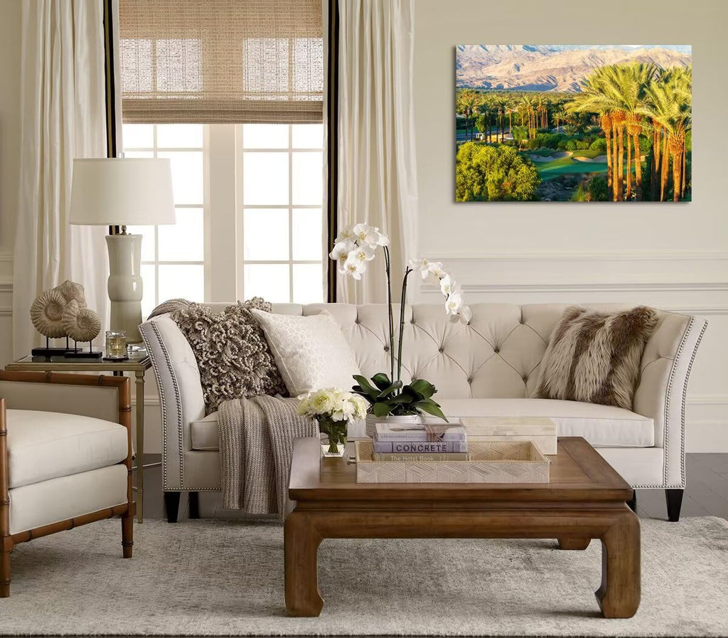 Palm Trees with Golf Course Canvas Wall Art Bedroom Bathroom Home Decorations Coachella Valley Mountain Picture Wall