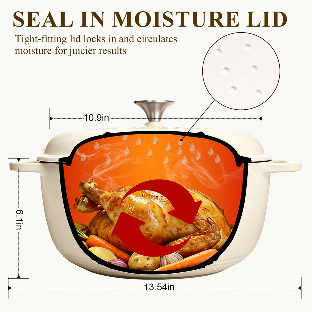 Enameled Cast Iron Dutch Oven Pot with Lid - 6QT Dutch Oven for Bread Baking, Braising, Stews, Roasting, Across All