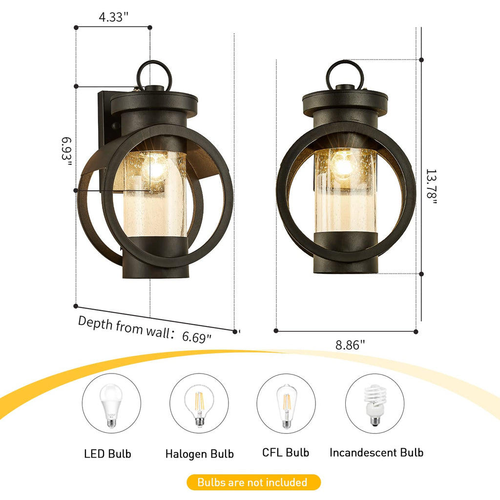 Dusk to Dawn Sensor Industrial Outdoor Wall Sconce Modern Exterior Wall Mounted Light Fixture Waterproof Outdoor Wall