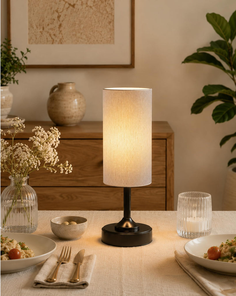 Cordless Table Lamp, Small Dimmable Bedside lamp with Timer